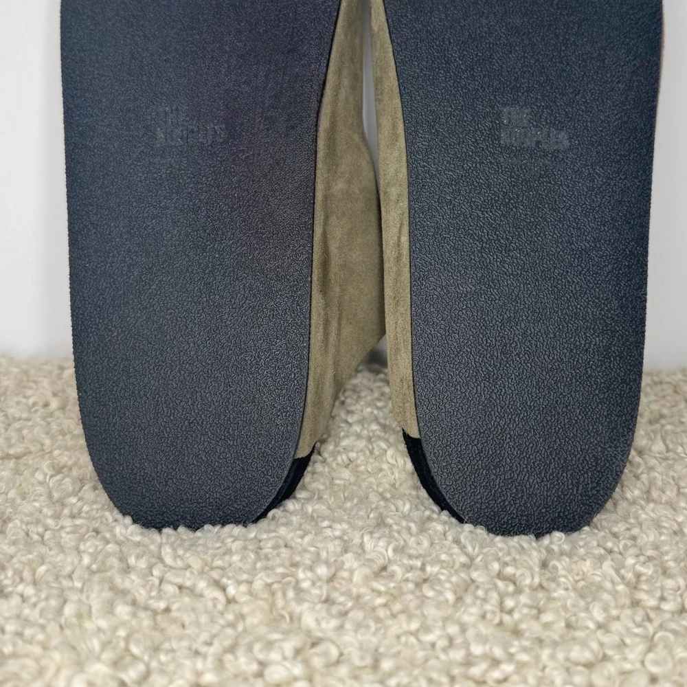 New The Kooples Olive Suede Double Buckle Slides Sandal Khaki Green EU 43 Men 10